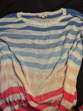 eesome Striped Scoopneck Sweater in Blue, White & Pink